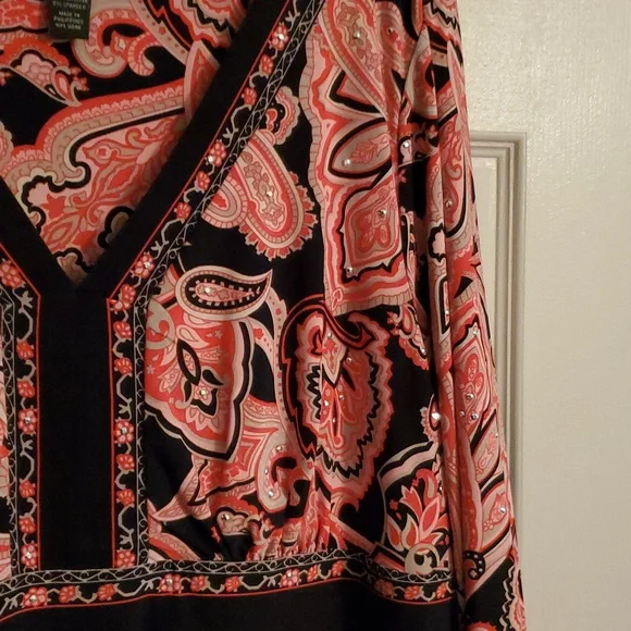 INC size 2X Elegant Black Pink Gray and Red Paisley Dress NWT - Picture 2 of 5